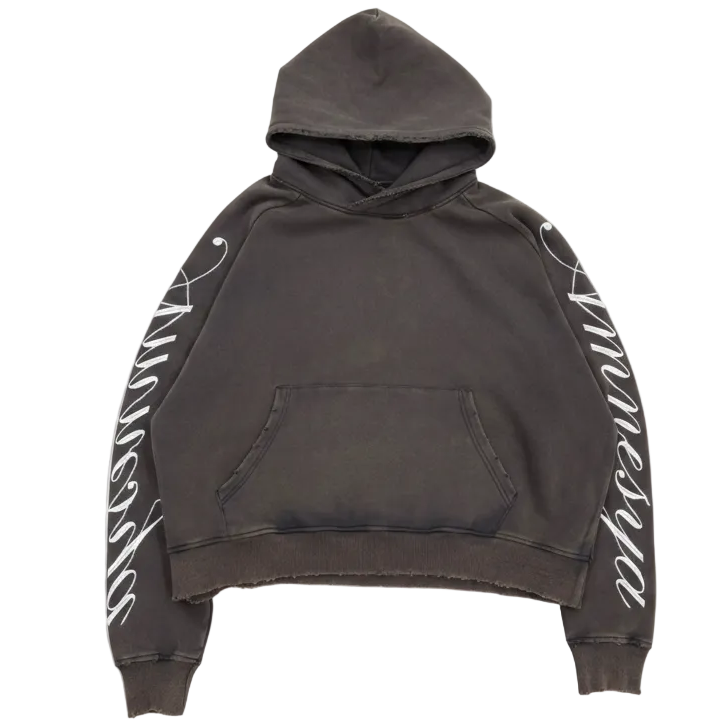 AMNESYA Handwriting Hoodie (Ash grey)