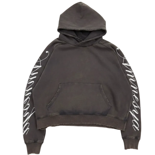 AMNESYA Handwriting Hoodie (Ash grey)